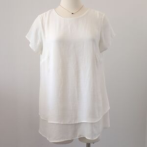 H&M Classic White Layered Maternity Blouse With Black Tie Detail In Back